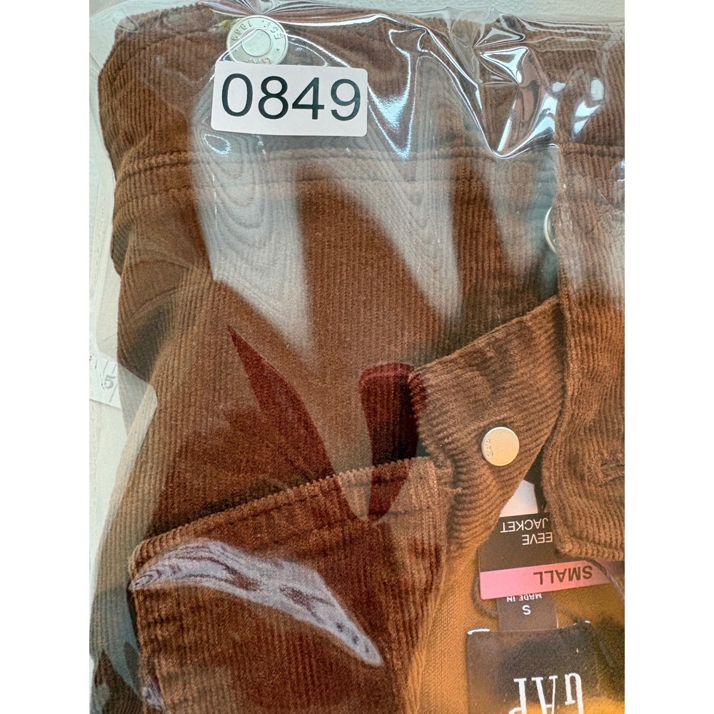 Gap Womens Corduroy Trucker Jacket Brown Puff Sleeve Cropped GP006028 Small NWT - Picture 6 of 6